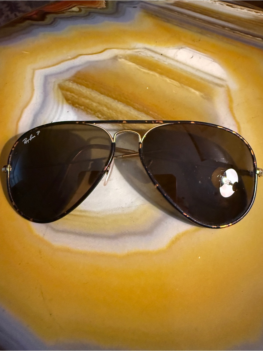 Ray-Ban Aviator Sunglasses with Tortoiseshell Frame and Brown Lenses